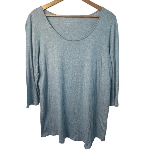 Pure Jill Light Blue Asymmetrical Tunic Top Women’s Size M 3/4 Sleeve - Picture 1 of 6